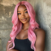 Pink Body Wave Small Front Lace Wig 28 Inch